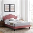 Modway Neena Modern Performance Velvet King Bed in Dusty Rose Finish