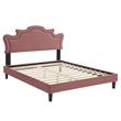 Modway Neena Modern Performance Velvet King Bed in Dusty Rose Finish