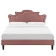Modway Neena Modern Performance Velvet King Bed in Dusty Rose Finish
