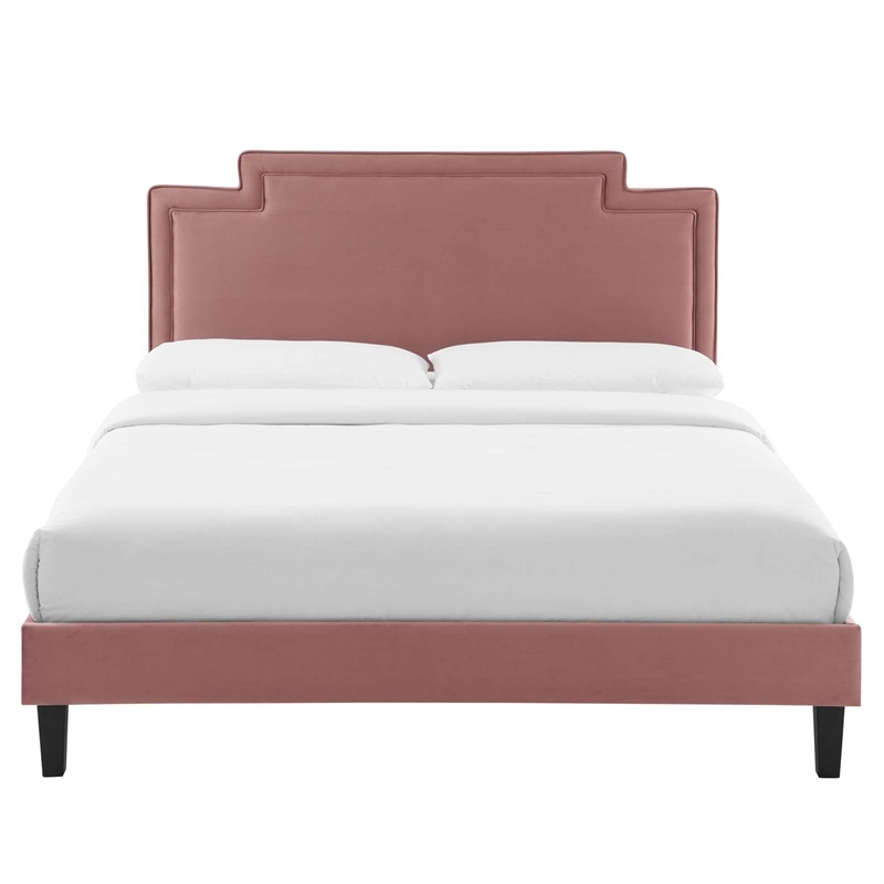 Modway Liva Modern Performance Velvet King Bed in Dusty Rose Finish