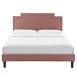 Modway Liva Modern Performance Velvet King Bed in Dusty Rose Finish