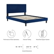 Modway Yasmine Channel Tufted Velvet Queen Platform Bed in Navy Finish
