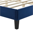 Modway Yasmine Channel Tufted Velvet Queen Platform Bed in Navy Finish