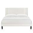 Modway Zahra Channel Tufted Performance Velvet Twin Platform Bed in White