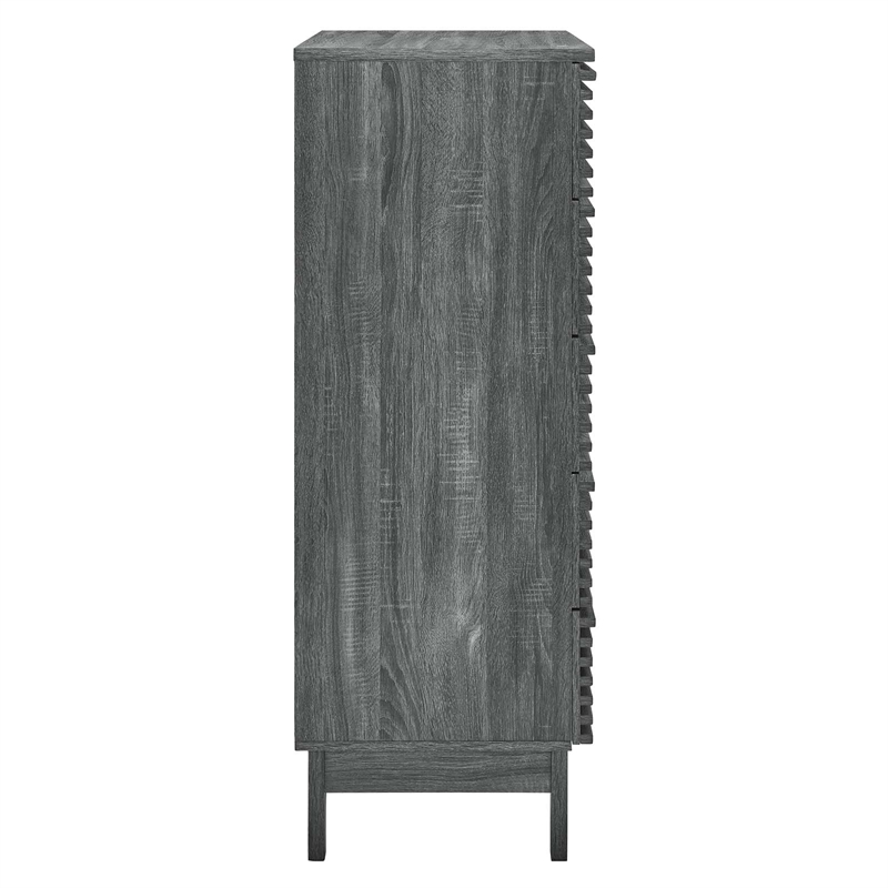 Modway Render 5-Drawer Modern Particleboard Wood Dresser Chest in Charcoal