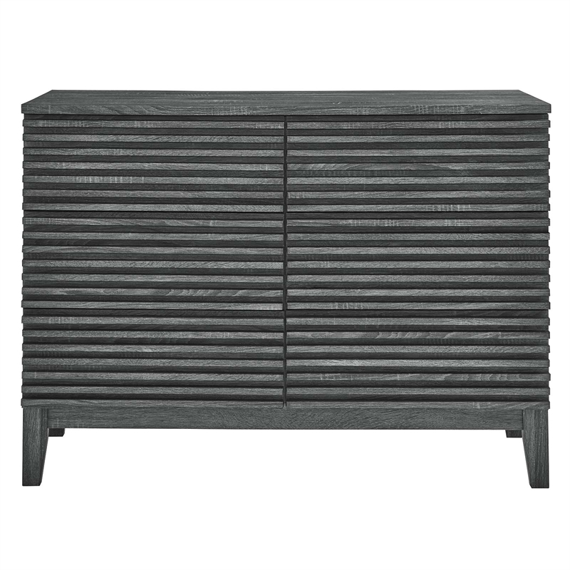 Modway Render 6-Drawer Modern Particleboard Wood Dresser in Charcoal