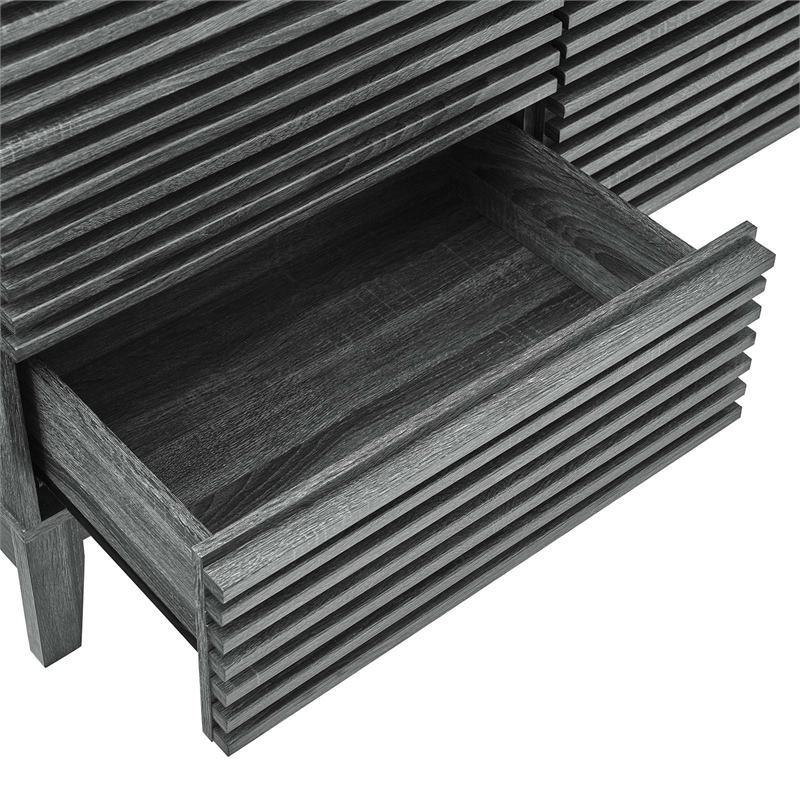 Modway Render 6-Drawer Modern Particleboard Wood Dresser in Charcoal