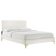 Modway Leah Chevron Tufted Performance Velvet Queen Platform Bed in White