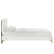 Modway Leah Chevron Tufted Performance Velvet Queen Platform Bed in White