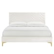 Modway Leah Chevron Tufted Performance Velvet Twin Platform Bed in White
