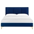 Modway Sofia Channel Tufted Performance Velvet Queen Platform Bed in Navy
