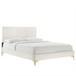 Modway Sofia Channel Tufted Performance Velvet Queen Platform Bed in White