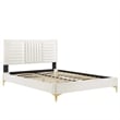 Modway Sofia Channel Tufted Performance Velvet Queen Platform Bed in White