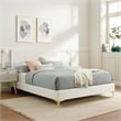 Modway Yasmine Channel Tufted Velvet Queen Platform Bed in White