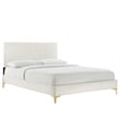 Modway Yasmine Channel Tufted Velvet Queen Platform Bed in White