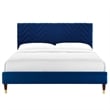 Modway Leah Chevron Tufted Performance Velvet Twin Platform Bed - Navy
