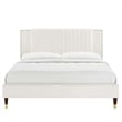 Modway Zahra Channel Tufted Performance Velvet Twin Platform Bed in White