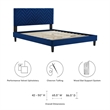 Modway Leah Chevron Tufted Velvet Queen Platform Bed in Navy Finish