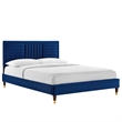 Modway Sofia Channel Tufted Velvet Full Platform Bed in Navy