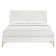 Modway Yasmine Channel Tufted Velvet Full Platform Bed in White Finish