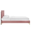 Modway Yasmine Channel Tufted Velvet King Platform Bed in Dusty Rose Finish