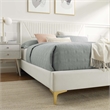 Modway Yasmine Channel Tufted Velvet King Platform Bed in White Finish