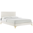 Modway Yasmine Channel Tufted Velvet King Platform Bed in White Finish