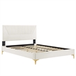 Modway Yasmine Channel Tufted Velvet King Platform Bed in White Finish