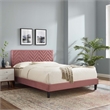 Modway Leah Chevron Tufted Velvet King Platform Bed in Dusty Rose Finish