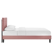 Modway Leah Chevron Tufted Velvet King Platform Bed in Dusty Rose Finish