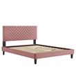 Modway Leah Chevron Tufted Velvet King Platform Bed in Dusty Rose Finish