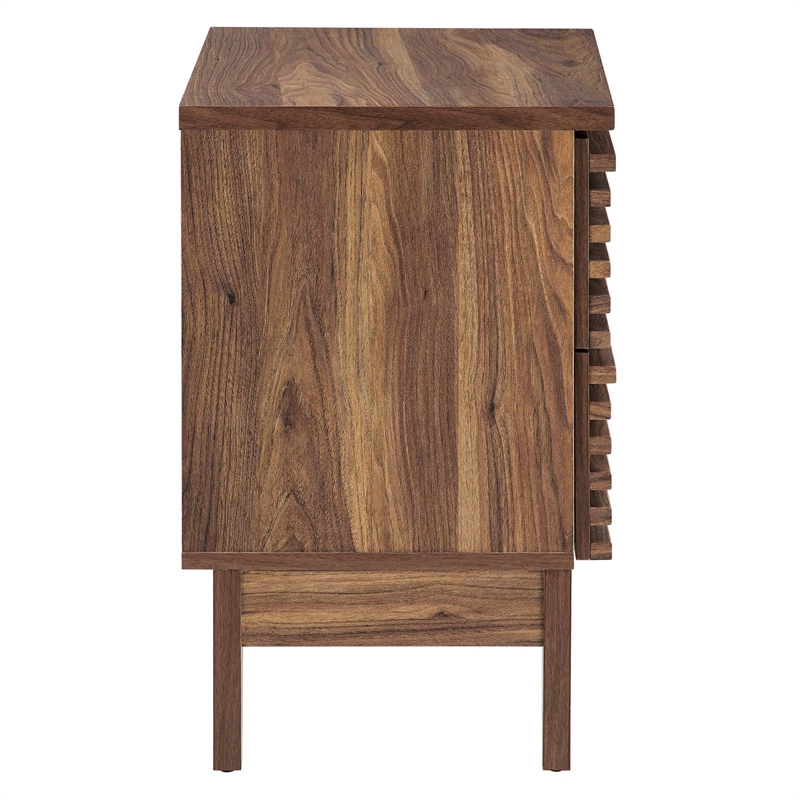 Modway Render Two-Drawer Particleboard Wood Nightstand in Walnut
