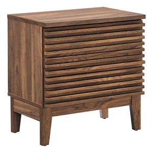 Modway Render Two-Drawer Particleboard Wood Nightstand in Walnut