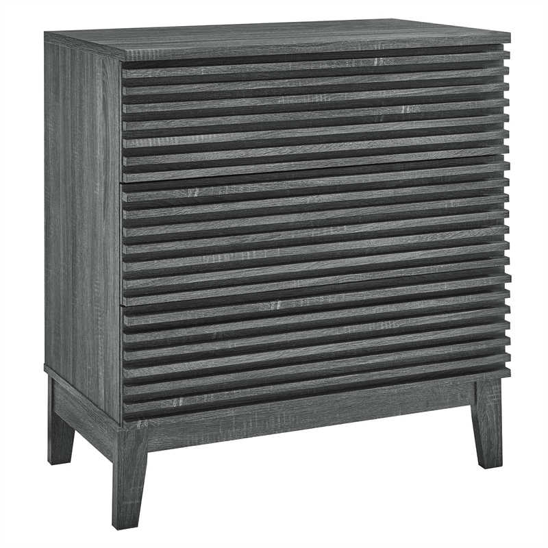 Modway Render 3-Drawer Modern Particleboard Wood Bachelors Chest in Charcoal