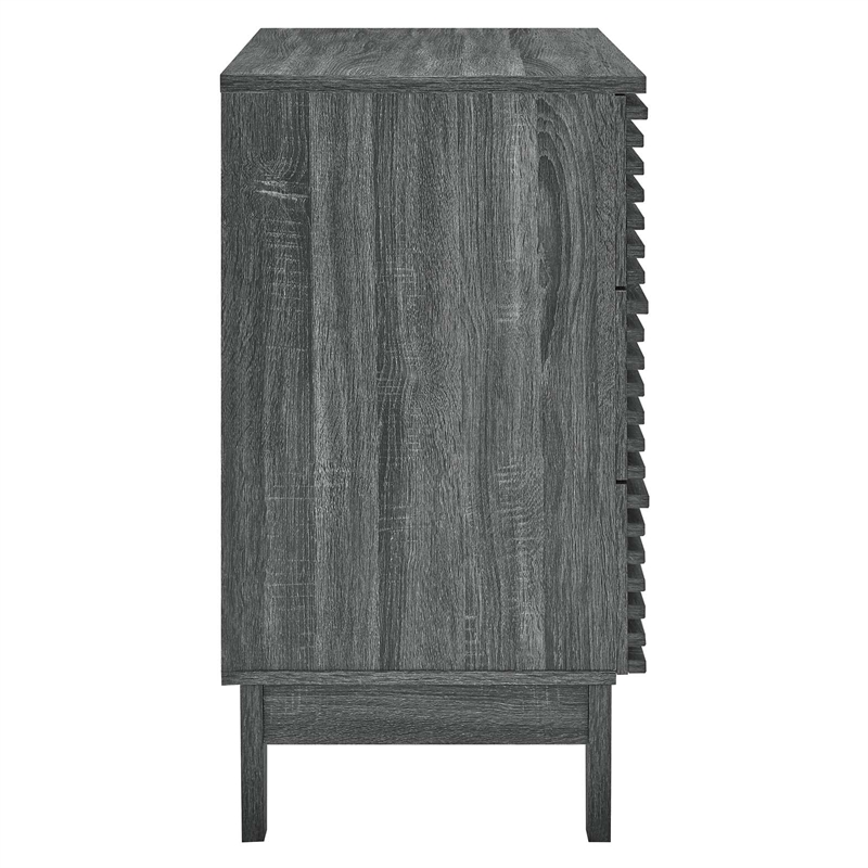 Modway Render 3-Drawer Modern Particleboard Wood Bachelors Chest in Charcoal