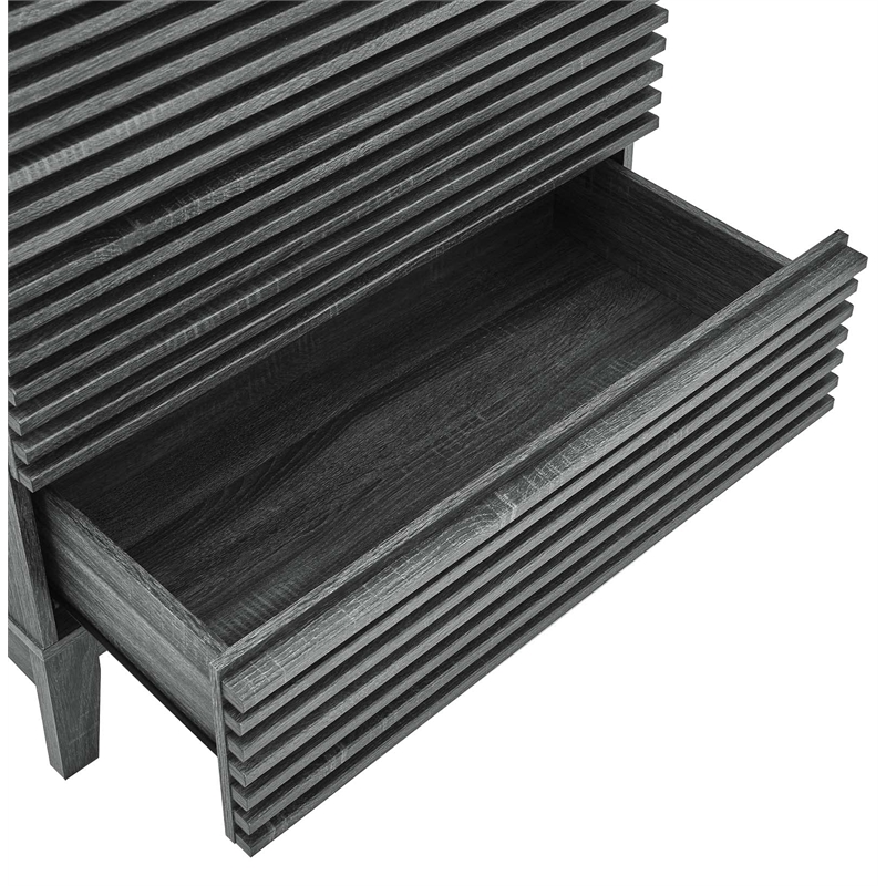 Modway Render 3-Drawer Modern Particleboard Wood Bachelors Chest in Charcoal