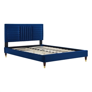 Modway Sofia Channel Tufted Performance Velvet Full Platform Bed - Navy