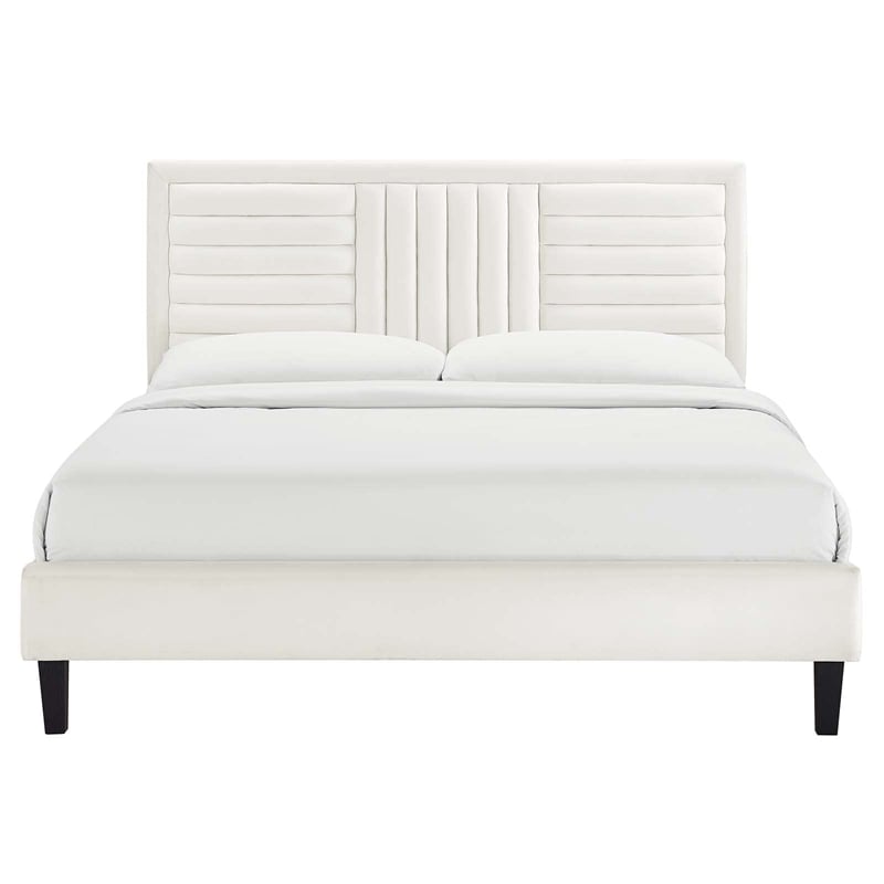 Modway Sofia Channel Tufted Performance Velvet Full Platform Bed - White