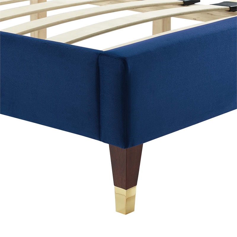 Modway Leah Chevron Tufted Performance Velvet Full Platform Bed - Navy
