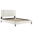 Modway Zahra Channel Tufted Velvet Full Platform Bed in White