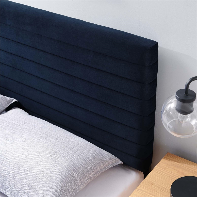 modway tranquil performance velvet full/queen headboard in midnight blue