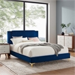 Modway Zahra Channel Tufted Performance Velvet King Platform Bed in Navy