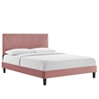 Modway Yasmine Channel Tufted Velvet King Platform Bed in Dusty Rose