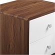 Modway Transmit 2-Drawer Particleboard Wood Nightstand in Walnut/White