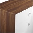 Modway Transmit 3-Drawer Particleboard Wood Chest in Walnut/White