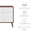 Modway Transmit 3-Drawer Particleboard Wood Chest in Walnut/White