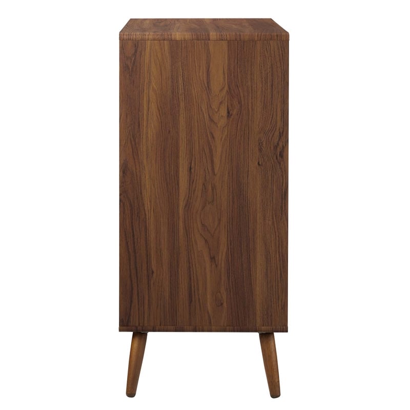 Modway Transmit 4-Drawer Particleboard Wood Chest in Walnut/White