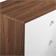 Modway Transmit 4-Drawer Particleboard Wood Chest in Walnut/White