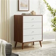 Modway Transmit 4-Drawer Particleboard Wood Chest in Walnut/White
