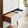 Modway Transmit 4-Drawer Particleboard Wood Chest in Walnut/White
